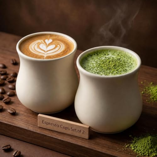Porcelain Espresso Cups Set of 2 (5.5 Ounce Espresso Cups set of 2)