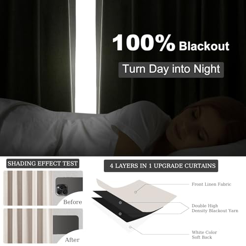 Blackout Curtains 102 Inch Long 2 Panels (Oatmeal / 52"W x 102"L (Pack of 2))