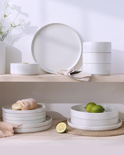 Nebula 24 Piece Stoneware Dinnerware Set with Mugs (White / Service for 6 (Include Mugs))