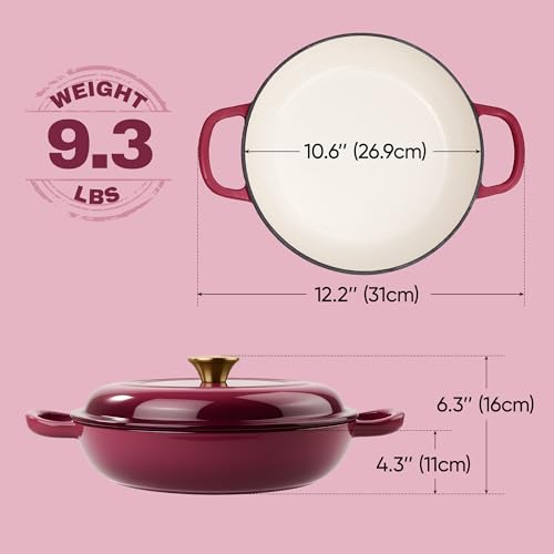 3 Quart Enameled Cast Iron Braiser (Rose)