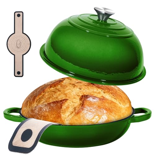 6QT Enameled Cast Iron Green Dutch Oven For Sourdough Bread Baking (Green / 6QT)