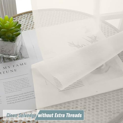 Extra Wide Sheer Ivory Curtains 84 Inches Long 2 Panels (59"W x 84"L (Pack of 2) / Ivory)