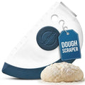 blue 5-in-1 flexible dough and bowl scraper with stainless-steel edge and integrated ruler (Blue)