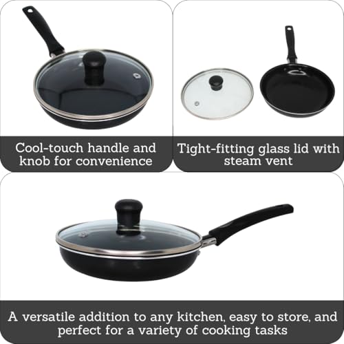 6.3 Inch Aluminum Ceramic Egg Pan with Glass Lid (Black)
