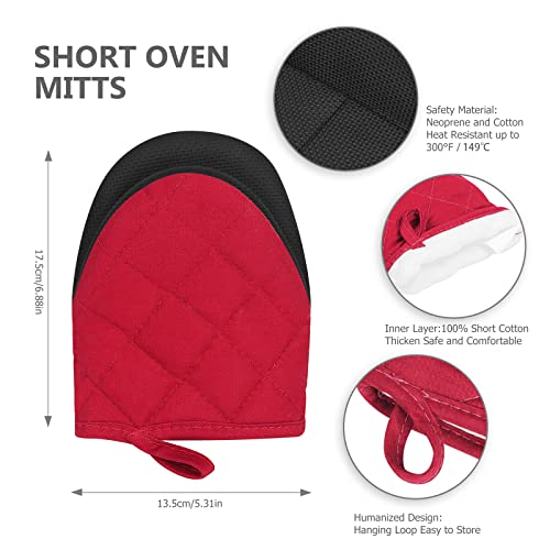 1 Pair Short Oven Mitts (Red)