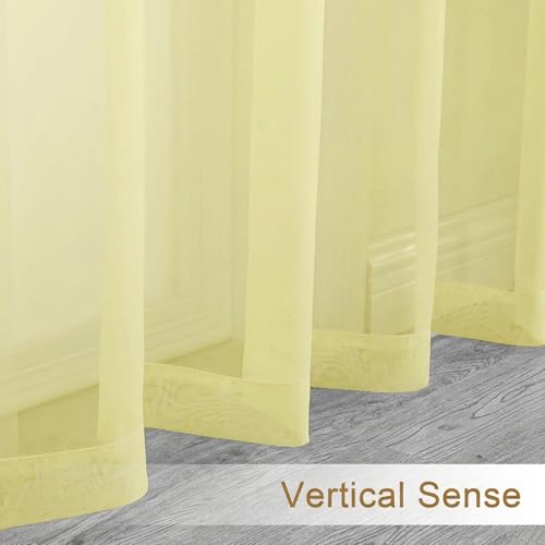 Sheer Curtains 63 Inch Length 2 Panels (Light Yellow / 42"W x 63"L (Pack of 2))