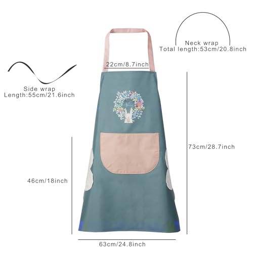 Women Kitchen Apron with Hand Wipe Pockets (Blue)