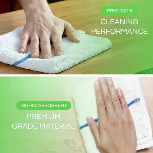 24 Pk 16x19 Cotton Kitchen Cleaning 30 Oz Bar Mop Towel Blue (Blue Stripe)