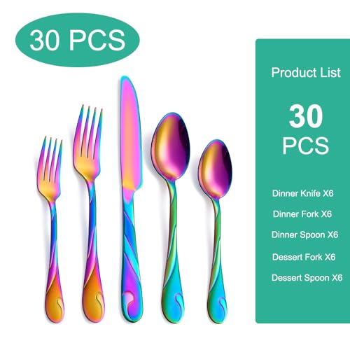 Rainbow Silverware Set (Rainbow / 30-Piece)