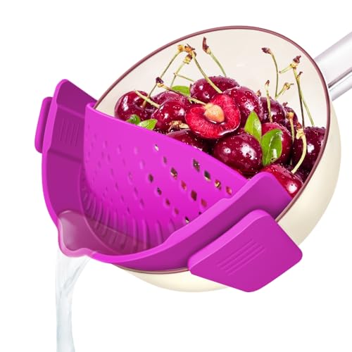 Clip on Strainer for Pots Pan Pasta (Purple)