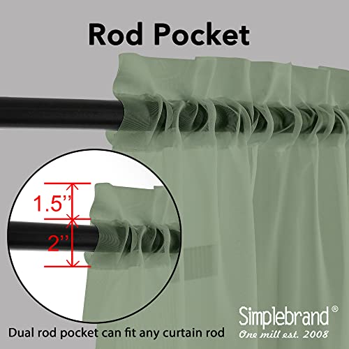 Sage Sheer Curtains 84 Inches Long (Sage Green / 42"W x 84"L (Pack of 2))