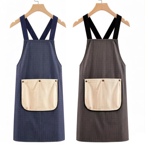 Apron With Towel Attached Apron With Pockets 2pcs（Black (Black/Navy)