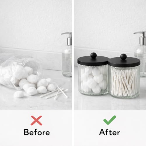 2 Pack Glass Qtip Holder Dispenser Set