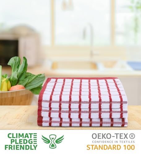 Kitchen Towels Red (20" x 30" (Set of 6) / 045 Red/White Terry)