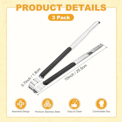 3 Pack Grill Tongs (Black / 10 Inch)