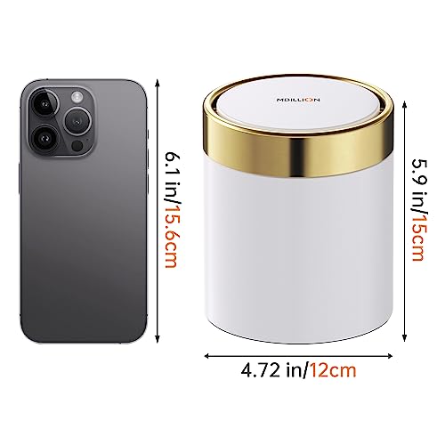0.4 Gal White Desktop Mini Swing Lid Trash Can (White / 1.5 Liter)