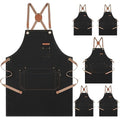 Chef Apron Men Women (Black, 6 Pack)
