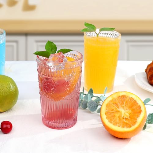 6pcs Vintage Drinking Glasses Set (Pink)