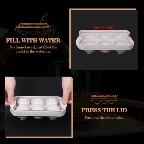 Whiskey Ice Cubes Mold 2 Pack (1.9"-12 Ice Ball-Light Gray)