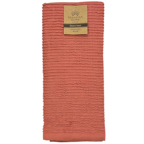 Peach Coral Salmon Kitchen Dish Towels (Ribbed Peach)