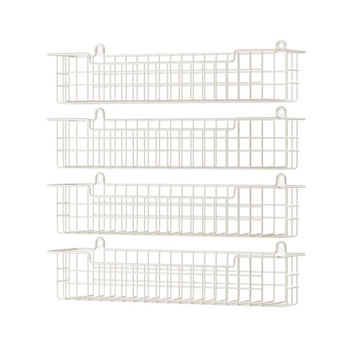 Spice Rack, 4-Pack Seasoning Organizer Wall Mount for Kitchen Storage Organization, Spice Holder Metal Shelf Saving Space for Cabinet, RV, Pantry, White (White-4 Pack)