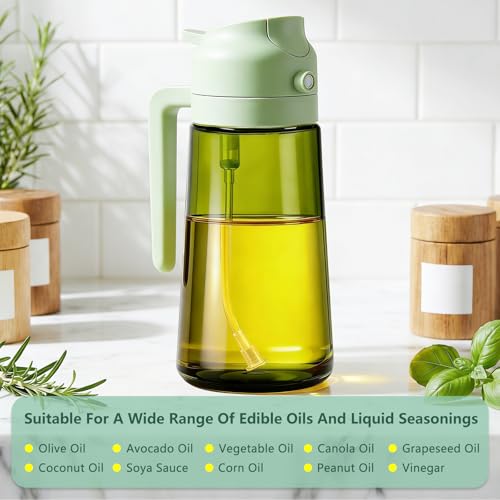 Olive Oil Sprayer & Dispenser Bottle for Cooking (Green)