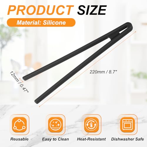 8.7" Silicone Toast Tongs (Black / 8.7")