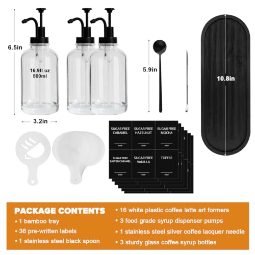 Coffee Syrup Dispenser (Black / Set of 3)