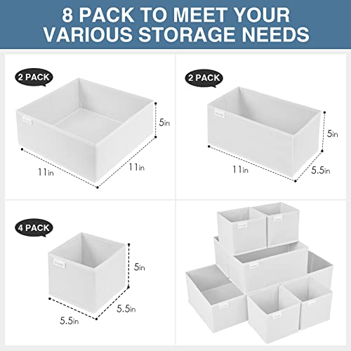 Drawer Organizer Clothes (White / 8 Pack)