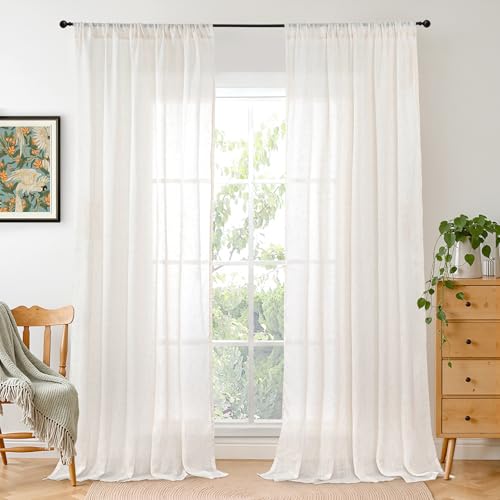 Long Linen Curtains 52X102 Inch Length for Living Room 2 Panels (Linen / 52"W x 102"L (Pack of 2))