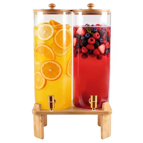 2 Gallon 2 Pack large Glass Drink dispenser for parties (2 pack 2 gallon)