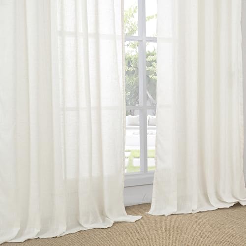 Natural Linen Curtains 42X63 Inch Length for Living Room Windows (Linen / 42"W x 63"L (Pack of 2))