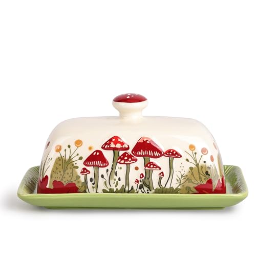 Ceramic Butter Dish with Lids (['White', 'Red', 'Green'] / Standard)