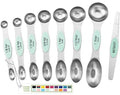 Stainless Steel 8 Magnetic Measuring Spoons for Kitchen (Mint / 1-Pack)