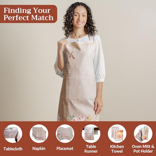 Aprons for women with Pocket 100% Cotton Pack of 1 (106 - Ibiza - Beige)