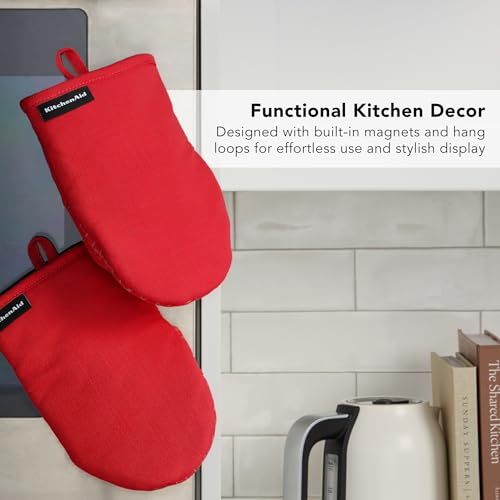Gourmet Series Gridlines Mini Oven Mitts 2 (Passion Red)