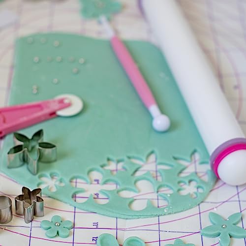 Fondant Rolling Pin 20 Inch x 1.38 Inch Adjustable Guide Rings Non (20 Inch x 1.38 Inch)
