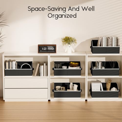 Large Closet Organizers and Storage Bins (Black / 8 Pack)