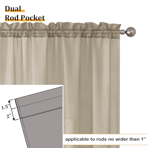 Taupe Sheer Curtains 84 Inches Long 2 Panels Set (40"W x 84"L (Pack of 2) / Taupe)