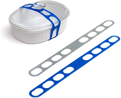 Lid Latch the reusable universal lid securing strap for crockpots (Blue/Grey)