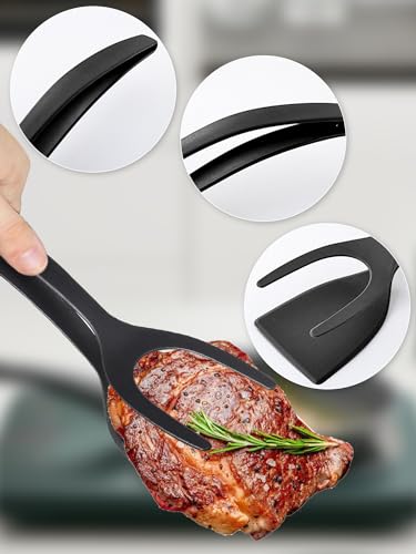 2Pcs Egg Flipper Spatula (Black)