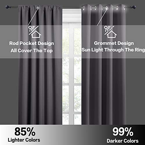 Blackout Curtains for Bedroom Living Dining Room 84 inches Long (Grey / 42"W x 84"L (Pack of 2))