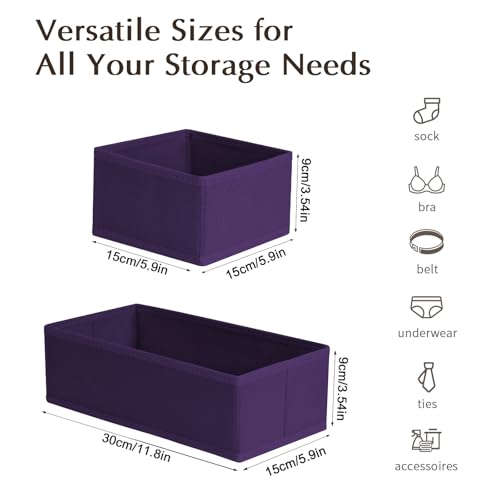 Drawer Organizers Clothes (Purple / 8 Pack)