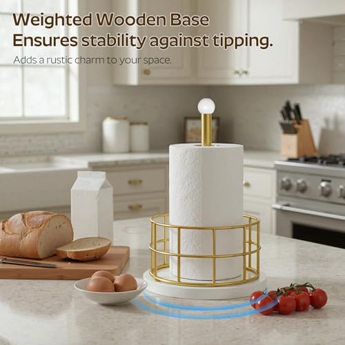 Paper Towel Holder (Gold + White)