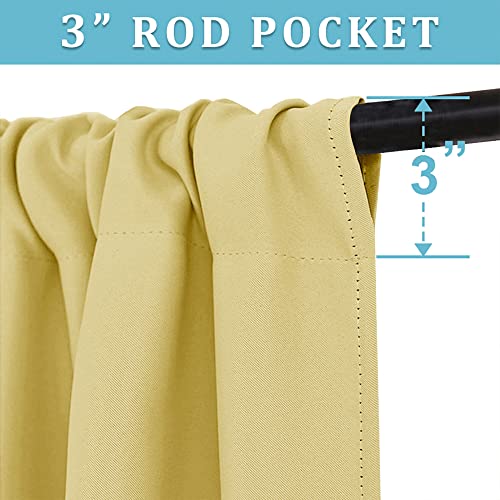 Small Window Curtains 45 inches Length for Kitchen Cafe Bathroom (Light Yellow / 42"W x 45"L (Pack of 2))