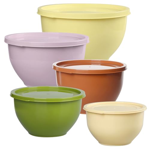 Plastic Mixing Bowls with Lids Set for Kitchen (Yellow)