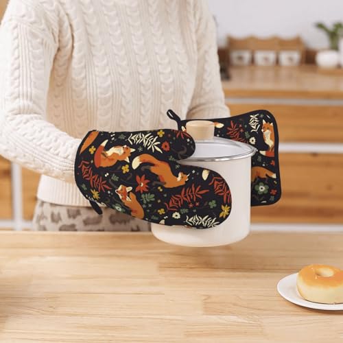 Fox Silicone Oven Mitts Pan Mats Set of 2 (Fox)