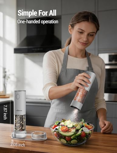 Electric Salt and Pepper Grinder Set (Large / White Sand)