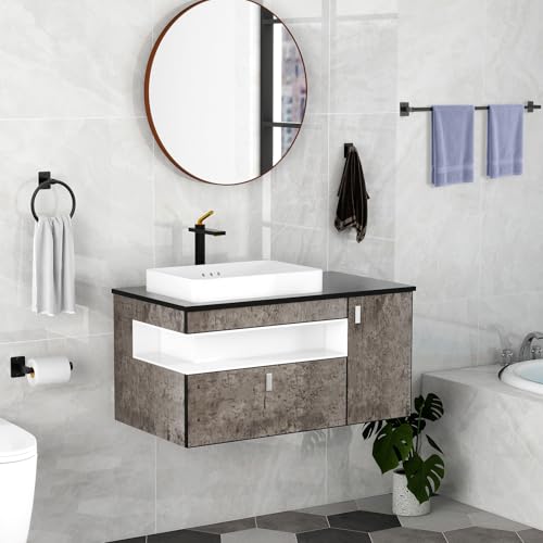 4 Piece Bathroom Hardware Set (Black / 32 inch (4 Piece))