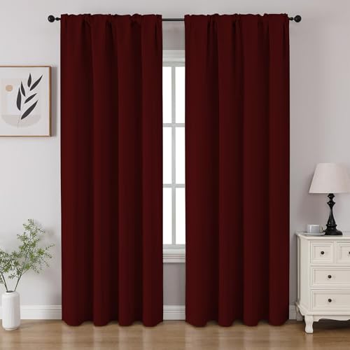 Burgundy Red Blackout Curtains 96 inch Length 2 Panels Set (Burgundy Red / 52"W x 96"L (Pack of 2))